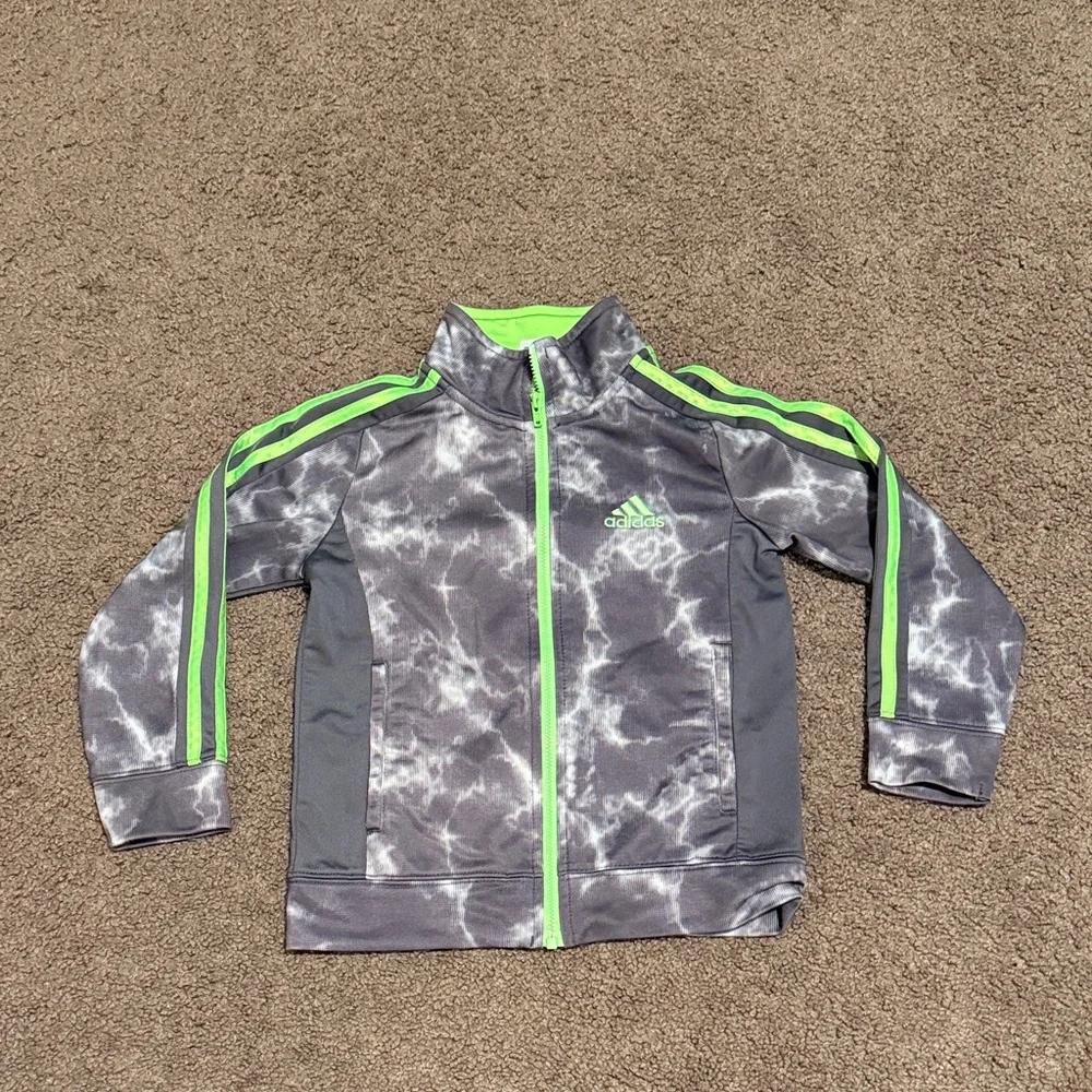 adidas Kids track jacket - Gray with Neon Green Accents
